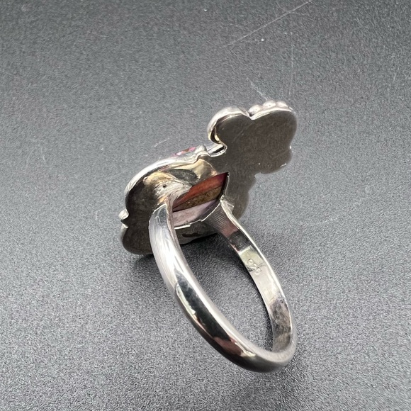 Sterling Silver Pink Dahlia Turquoise Ring - Picture 5 of 5